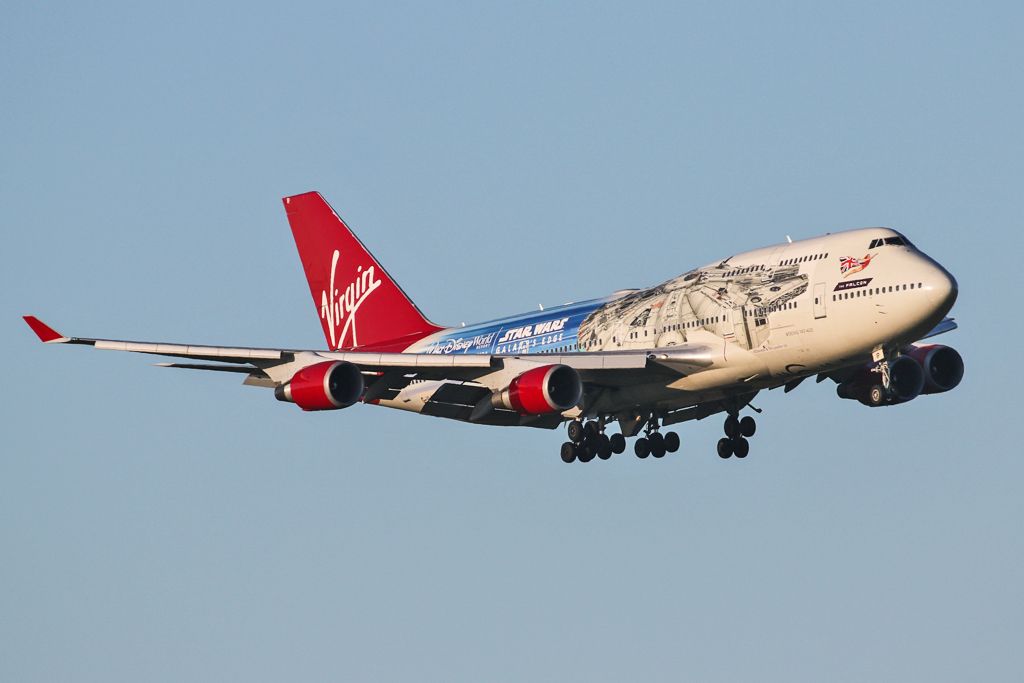 Boeing 747-400 (G-VLIP) - VS73 arriving from Orlando in the early morning