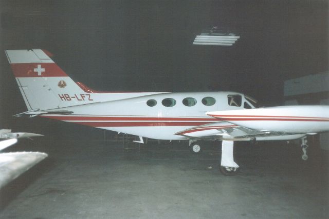 Cessna 421 (HB-LFZ) - Seen here in Nov-91.br /br /Exported to Austria 26-Jun-95 as OE-FHE,br /then reregistered N421VL 15-Sep-00.br /Registration cancelled 27-Aug-12 as expired.