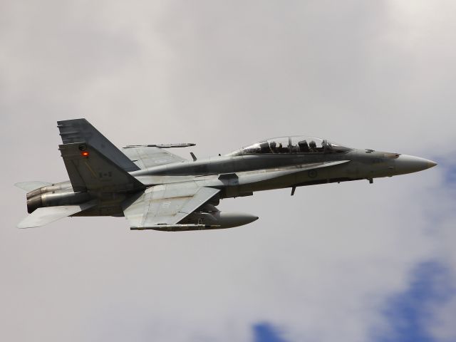 18-8931 — - A CF-18B Hornet from 409 TFS makes a pass in between Maple Flag missions in Cold Lake.  I think the guy in the back seat is enjoying himself!