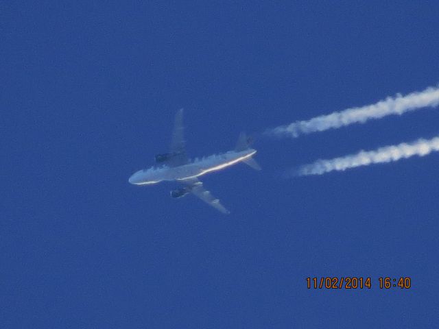 Airbus A319 (N906FR) - Frontier flight 690 from DEN to MCO over Baxter Springs Kansas (78KS) at 37,000 feet.