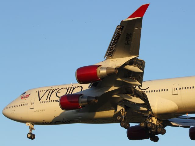 Boeing 747-200 (G-VROC) - Close up detail of the B747-400 General Electric CF6 engines, powering this Virgin Atlantic Heavy.