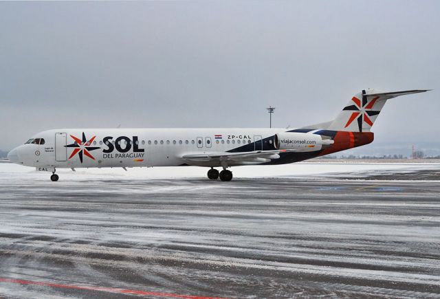 Fokker 100 (ZP-CAL) - Sol del Paraguay - Fokker 100 (F-28-0100) C/N 11341 - ZP-CAL - at Saarbrucken (EDDR/SCN) - 2012-12-07.