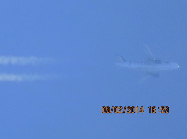 Airbus A319 (N921FR) - Frontier flight 297 from TPA to DEN over Baxter Springs Ks (78KS) at 38k feet.