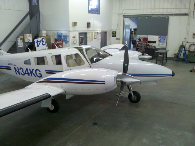 Piper Seneca (N34KG) - Engines and M T Propellors completed.  Climbs like a "homesick Eagle".