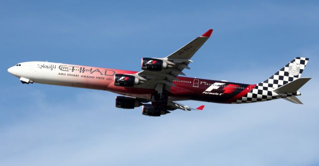 Airbus A340-600 (A6-EHJ) - Climbing Out From Rwy 34L