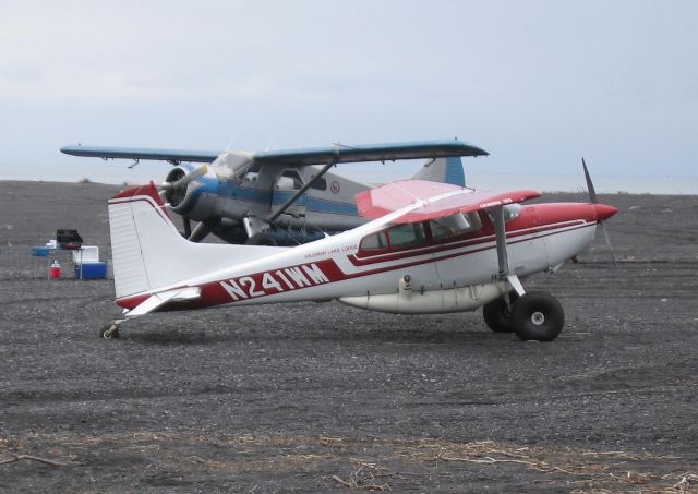 Cessna Skywagon (N241WM) - Two bush planes on the black Aleutian beaches, Wildman Lake Lodge, Butch King, bush Pilot