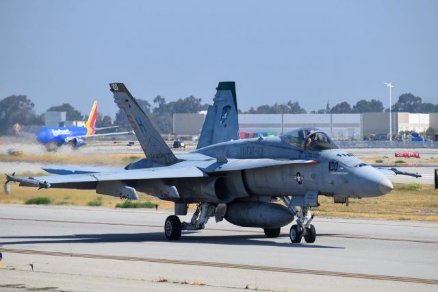 McDonnell Douglas FA-18 Hornet (VMFAT101) - F/A-18 at taxiing for departure at Long Beach airport