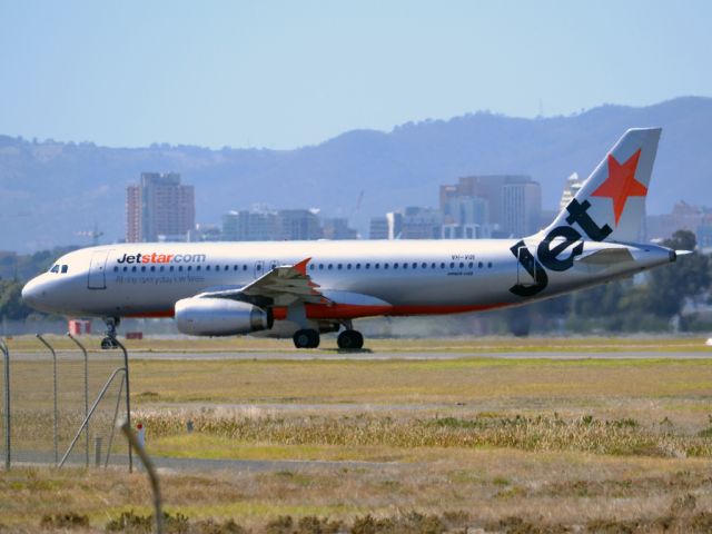 Airbus A320 (VH-VQI) - On taxi-way heading for Terminal One, after landing on runway 23. Thursday 12th April 2012.