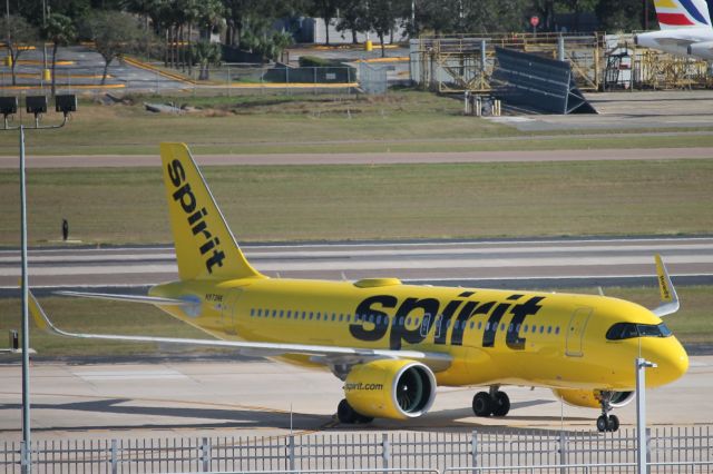 Airbus A320neo (N973NK) - Spirit Flight 2384 taxis to the gate at Tampa International Airport following flight from Detroit Metro Airport (1/1/25)