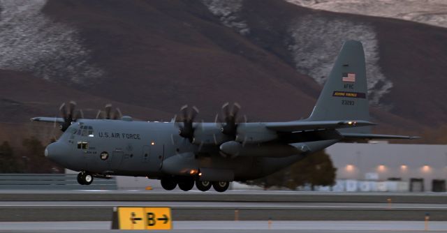 Lockheed C-130 Hercules (92-3283) - This Air Force Reserve Command C-130H Hercules (923283, 934th Air Wing "Flying Vikings") arrived in the dinner hour just after the afternoon daylight had changed into early evening dusk.