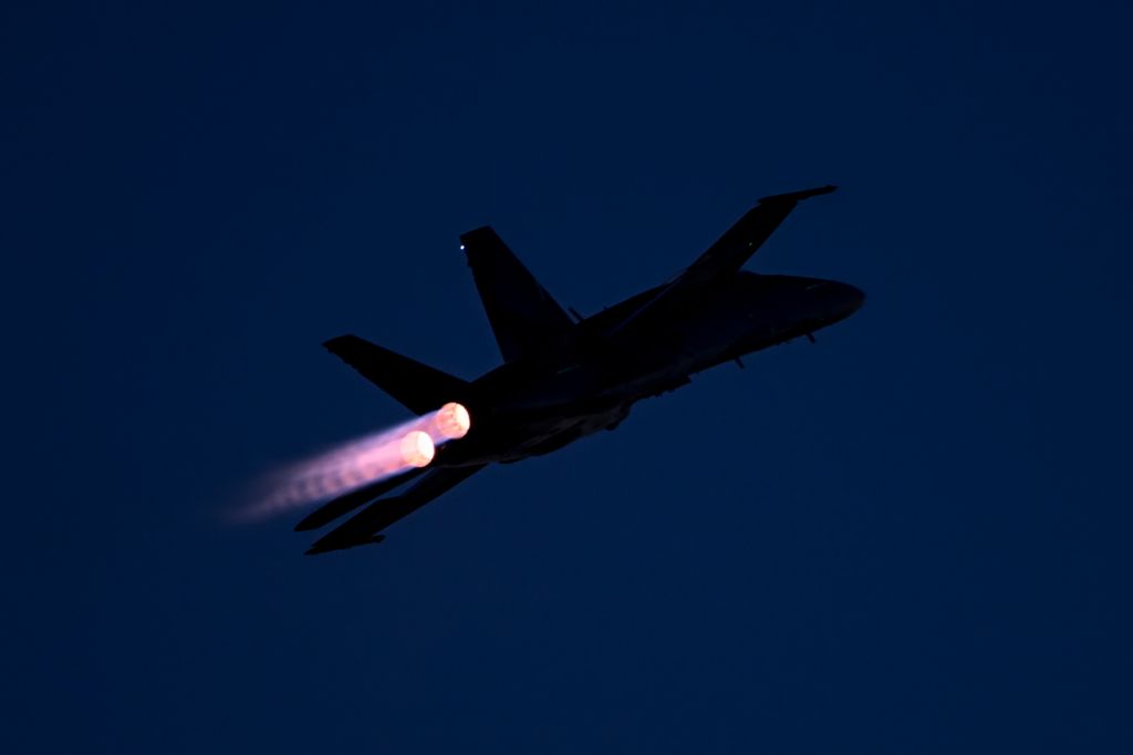 McDonnell Douglas FA-18 Hornet — - A Canadian CF-18 lighting up the sky over Chino. br /br /a rel=nofollow href=http://www.adler-photo.comwww.adler-photo.com/a