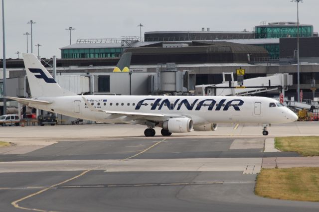 Embraer ERJ-190 (OH-LKF) - Finnair (AY) OH-LKF ERJ 190 LR [cn19000066]br /Manchester (MAN).  Finnair flight AY1362 taxis to for departure to Helsinki Vantaa (HEL).br /Taken from RVP Airport Viewing Parkbr /2018 08 04br /a rel=nofollow href=http://alphayankee.smugmug.com/Airlines-and-Airliners-Portfolio/Airlines/EuropeanAirlines/Finnair-AY/https://alphayankee.smugmug.com/Airlines-and-Airliners-Portfolio/Airlines/EuropeanAirlines/Finnair-AY//a