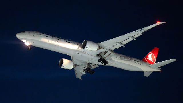 BOEING 777-300ER (TC-JJK) - Turkish Airlines Boeing 777-300ER (TC-JJK) arrives KRDU Rwy 23R on 6/10/2025 at 9:23 pm.
