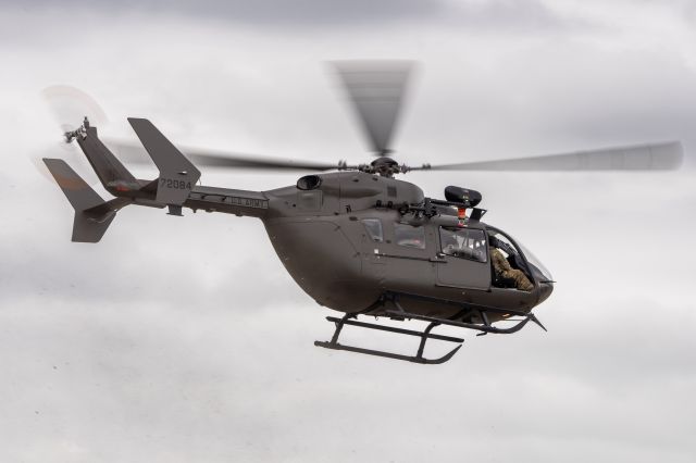 KAWASAKI EC-145 (N72084) - A UH72A Lakota repositions from its grass landing location back over to the field during a Search and Rescue exercise at Ellington Field on 21 May 2025