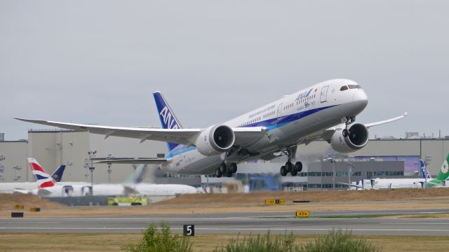 Boeing 787-9 Dreamliner (JA882A) - BOE689 on rotation from Rwy 16R to begin a C1 flight on 8/10/16. (ln 467 / cn 43872). The aircraft displays "ANAs 50th 787" on the fuselage. 