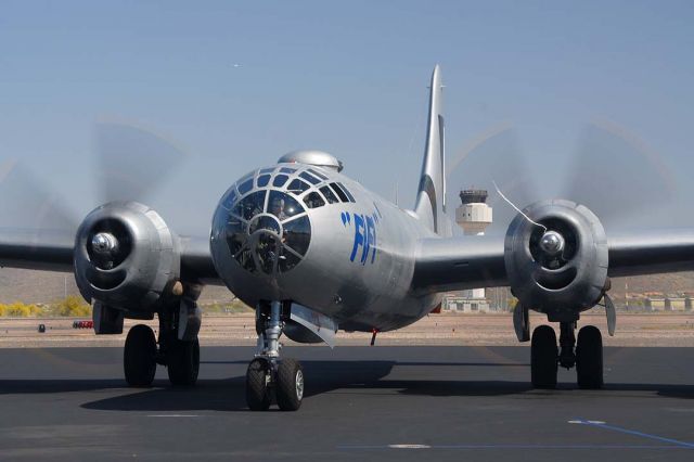 Boeing B-29 Superfortress (N529B) - Running up the inboard engines of Boeing B-29 Superfortress Fifi N529B.