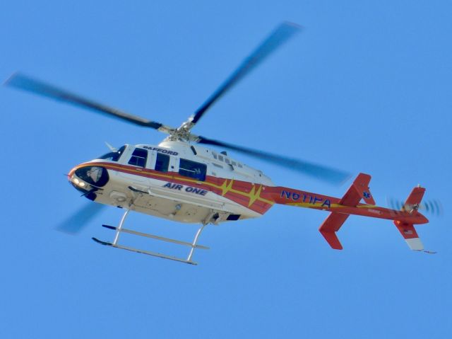 Bell 407 (N611PA) - Pafford Air One Echo on approach to Bolivar Medical Center