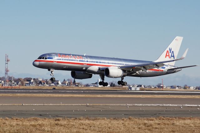 Boeing 757-200 (N176AA) - Shiny AA 757 metal just about to touch down on 33L !