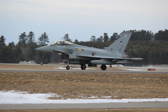 ZJ912 — - One of a trio of Typhoons taxis for takeoff at Bangor International Airport.