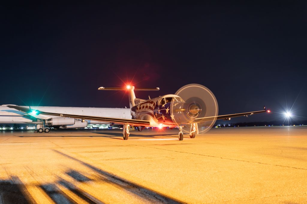 Pilatus PC-12 (N813PA) - Priority Air flagship aircraft starting up at CP Delivery for its flight back home to OH22.