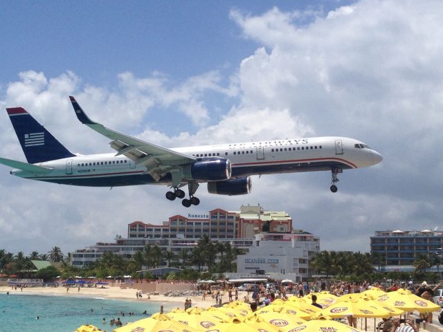 Boeing 757-200 (N206UW) - Sunset bar on MAHO beach ST Maarten 5-7-14