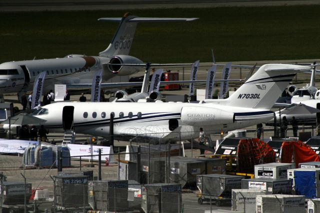 Cessna Citation Longitude (N703DL) - On display at EBACE on 22-May-17.