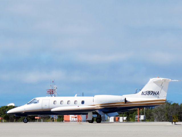 Learjet 35 (N387HA) - Landing roll out.