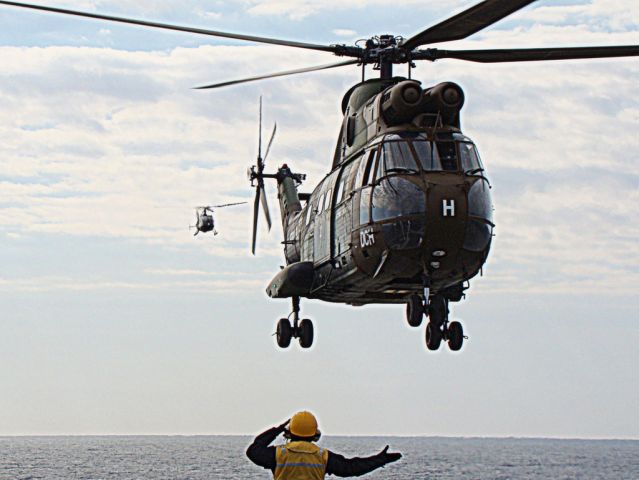 — — - french army training in french navy ship DIXMUDE mediteranean sea