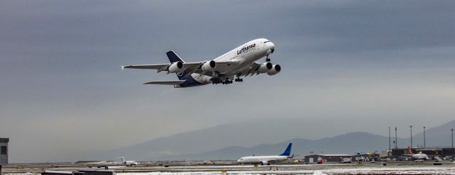 Airbus A380-800 (D-AIMK) - LH452 Departing from YVR after the medical diversion en-route from MUC-LAX  