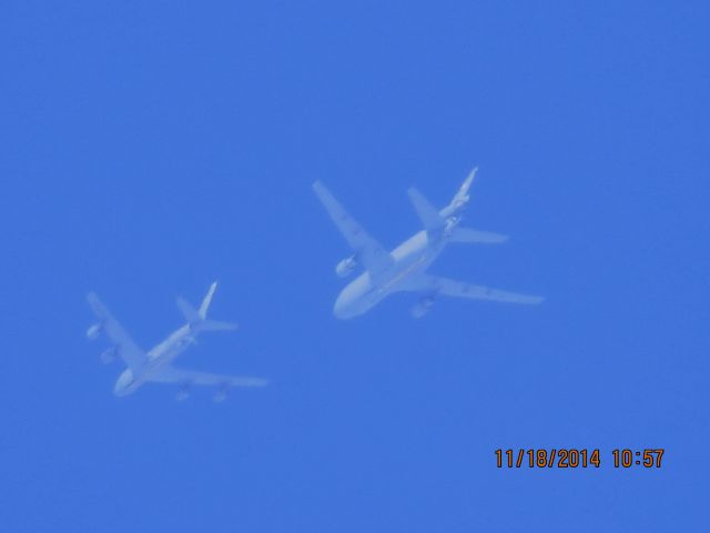 Boeing C-135B Stratolifter (N23503) - KC-135 refueling a KC-10 over Baxter Springs Kansas.