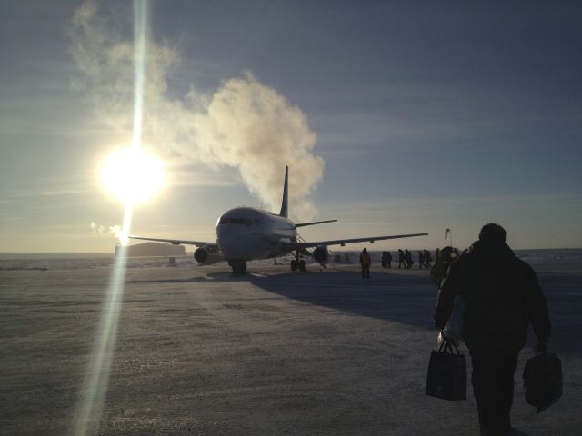 Boeing 737-700 — - 737-200 with gravel kit, waiting to take us home. YCB - YCO - YZF.