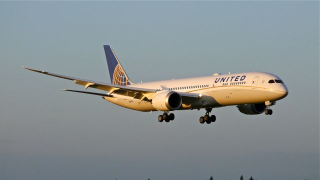 Boeing 787-9 Dreamliner (N38950) - BOE167 on final to Rwy 16R to complete a late day flight test on 8/20/14. (LN:181 / cn 36402).