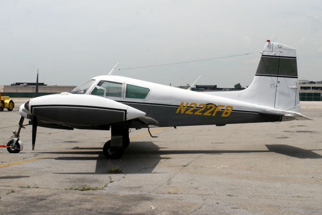 Cessna 310 (N222FB) - An exhibit at the American Air Power Museum. This photograph was taken on 13-Jul-07 while the aircraft was being repositioned following the ramp being requistioned by attendees of the Jones Beach Air Show.