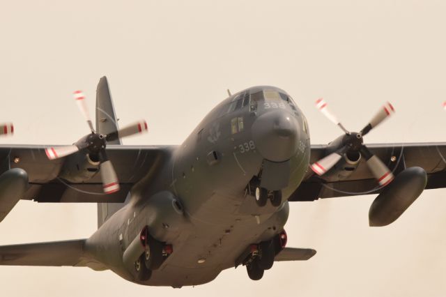 Lockheed C-130 Hercules — - Hercules departing Yorkton showing some prop vortices.