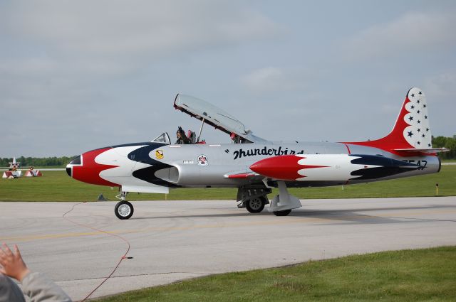Lockheed T-33 Shooting Star — - Fowler Carey and his Thunderbird  taken at Thunder at the Lake Shore. Manitowoc WI.