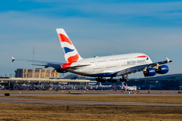 Airbus A380-800 (G-XLEB) - British Airways A380-800 landing at DFW on 12/27/22. Taken with a Canon R7 and Tamron 70-200 G2 lens.