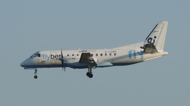 Saab 340 (G-LGNC) - I was on the beach at Inganess Bay near Kirkwall airport on the Orkney Islands when this flight arrived from Aberdeen.  I caught this shot just before touch-down.