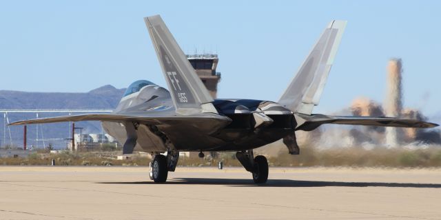 — — - F-22 taxiing out for one of its demos during the 2018 Heritage Flight Conference at Davis-Monthan AFB.  This F-22 is from the 192nd FW at Langley AFB, VA.  