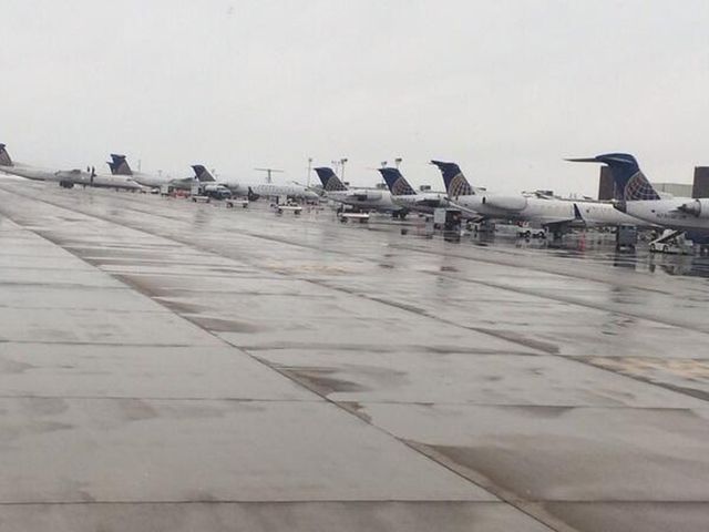 Canadair Regional Jet CRJ-700 — - Terminal B. Line of CRJ Jets at the gates.