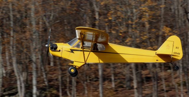 Piper NE Cub (N6114H) - Shortly after departure is this 1946 Piper J3C-65 Cub in the Autumn of 2024.