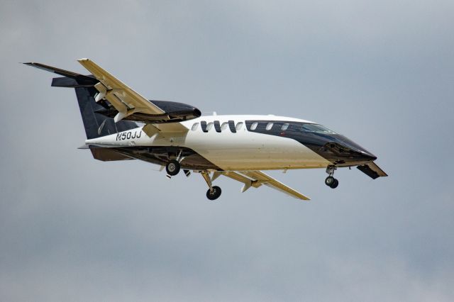 Piaggio P.180 Avanti (N50JJ) - In the final approach path for Meacham Field in Fort Worth, TX
