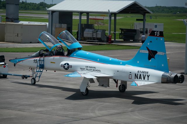 Northrop T-38 Talon (61-4856) - The newly painted "boss bird" for the Navy's Test Pilot School, is towed out for an engine run at Ellington Field on 25 June 2021