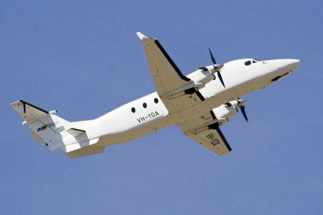 Beechcraft 1900 (VH-YOA) - Heading skywards off runway 23. Thursday 4th April 2013.