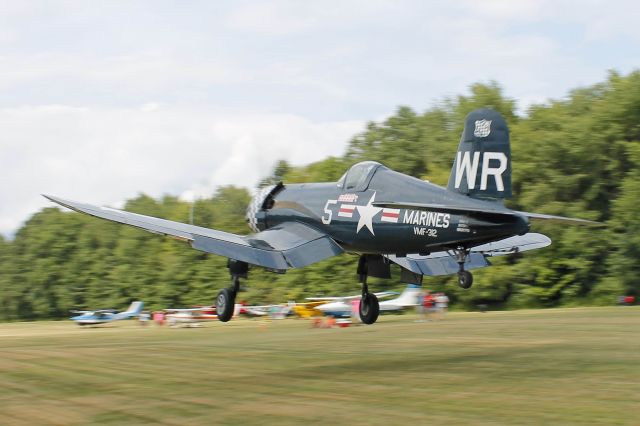 VOUGHT-SIKORSKY V-166 Corsair (N179PT) - Jim Reed in his Chance Vaught F4U, cn 122179, during Wings & Wheels 2015 at Sloas Airfield just outside Warren, OH on 9 Aug 2015.