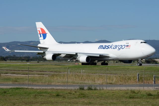 Boeing 747-200 (9M-MPR) - On taxiway heading for take-off on runway 05, for flight home to Kuala Lumpur, Malaysia. Wednesday, 21st May 2014.