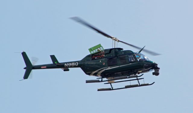 Bell JetRanger (N9BQ) - LINDEN AIRPORT-LINDEN, NEW JERSEY, USA-AUGUST 16, 2023: A news helicopter from one of the local New York City television stations is seen by RF at approximately 1338 hrs. returning to the airport to secure a loose engine cowling.