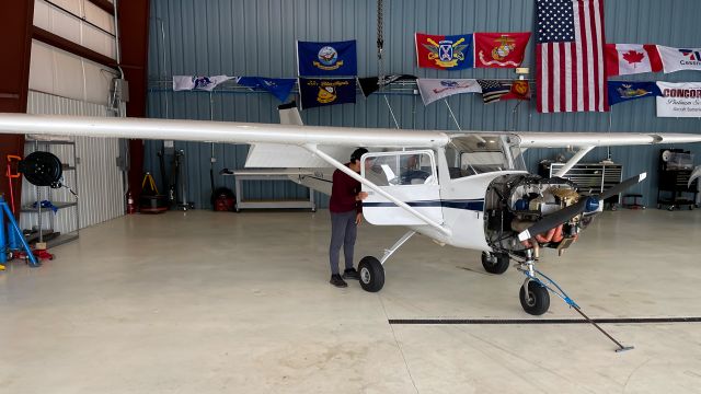 Cessna 152 (N8357K) - Nipper in the maintenance hanger after it was purchased. Did you know you can rent this plane for $65 an hour?? Check it out at schenectadytimebuilders.com!