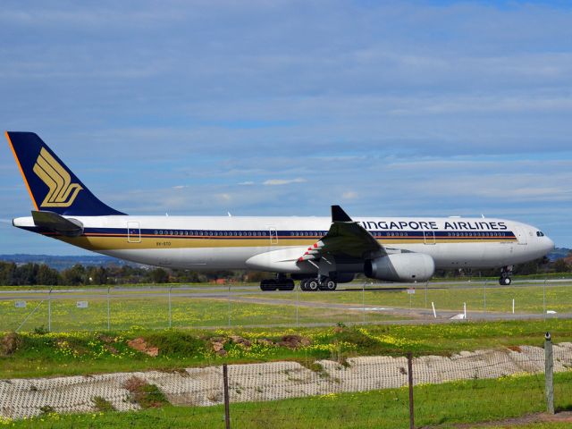 Airbus A330-300 (9V-STO) - On taxi-way heading for take off on runway 05, for flight home to Singapore. Thursday, 12th July 2012.