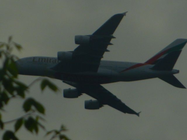 Airbus A380-800 (A6-EUI) - An Emirates Airbus A380-800 Lands On Runway 1C 19C, This is a RARE occerance because this Aircraft most of the time lands on 1R 19R, strange but amazing!