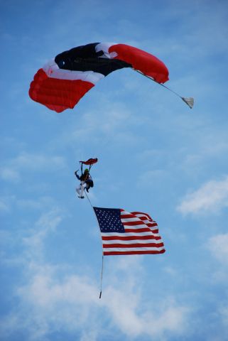 USFLAG — - Hashem Toroghi jumping in our Flag during the National Anthem at Fly Iowa 2019.